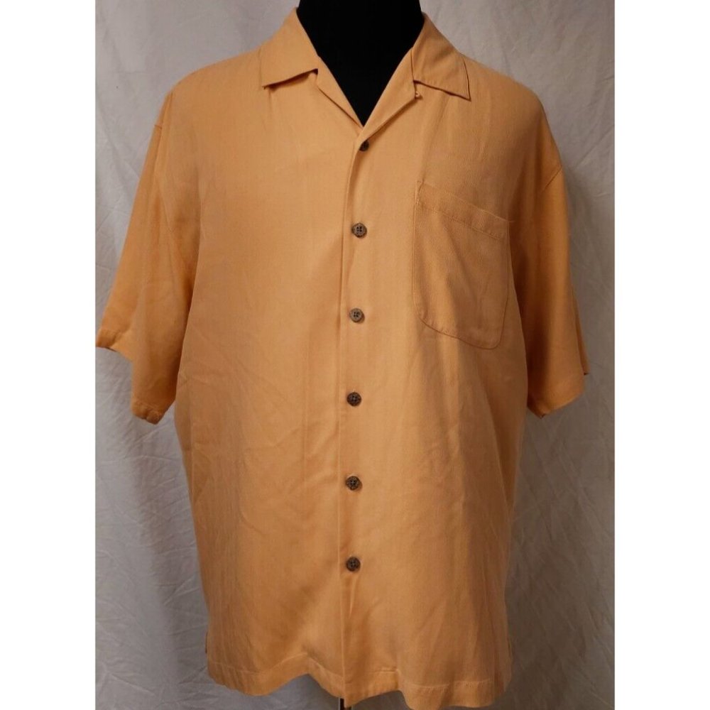 Eagle Dry Goods Co Signature Series Mens Large Orange Short Sleeve Silk Shirt